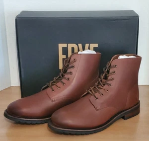 FRYE Barrett Mens Lace Up Ankle Boots Size 8.5M Cognac Vintage Leather $248 - Picture 1 of 12