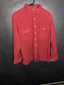 VTG Haband Stag Hill Fleece Jacket Adult L Red Shacket Front Pockets Buttons - Picture 1 of 7