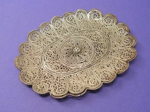 ANTIQUE ISLAMIC MIDDLE EASTERN SILVER FILIGREE PIN DISH 93 grams - Picture 1 of 14