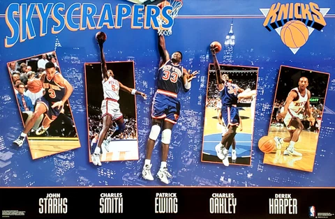 New York Knicks 1994 SKYSCRAPERS POSTER - Ewing, Starks, Oakley, Harper, Smith Cover