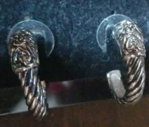 Faux Yellow Gold &Silver Hoop vintage looking earrings - Picture 1 of 1