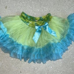 Jona Michelle Teal & Lime Green Pettiskirt Tulle Skirt Girls 6/6X - Picture 1 of 3