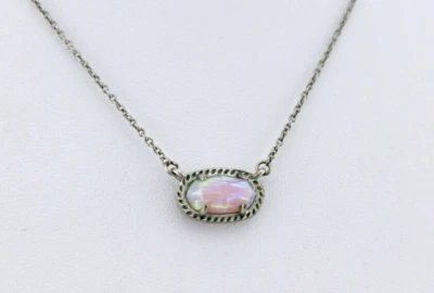 Collar Kendra Scott Elisa Tono Plata Piedra Aurora Boreal #18 Foto 1 de 4