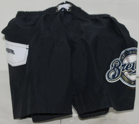 MLB Licensed Milwaukee Brewers Boys Toddler 4T Swim Trunks Black Color Cover