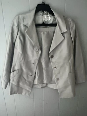 Traje Oscar de la Renta Etiqueta Rosa Bergdorf Goodman Plata Brillo Pequeño 16 De Colección Foto 1 de 4