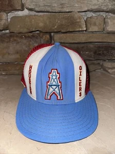1970s 1980s Vintage Houston Oilers Snapback Hat NFL Superstripe AJD Made in USA - Picture 1 of 6