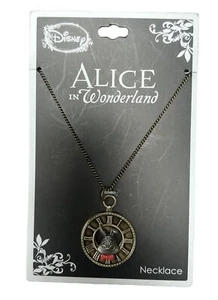 Disney Alice in Wonderland White Rabbit Clock Face Pendant Necklace - Picture 1 of 3
