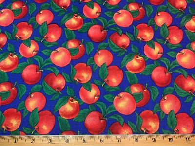 Cotton Fabric Red APPLES Fruit Novelty "Country Market" Hoffman Fabrics FQ OOP - Image 1 of 4