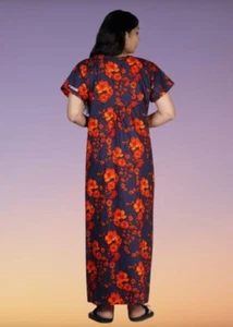 Women's Red Nighty Night Dress Gown Printed Maxi Sleepwear Super Soft Comfort - Picture 1 of 4