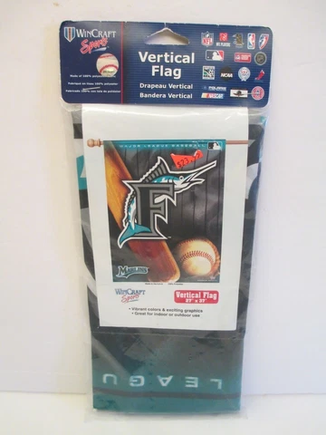 FLORIDA MARLINS VINTAGE VERTICAL INDOORS OUTDOORS POLYESTER TEAM FLAG-NEW IN PKG Cover