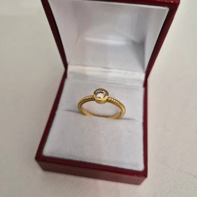 Moissanite solitaire ring in 18k gold over Sterling silver - Image 1 of 4