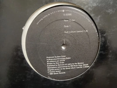 NEW ORDER - "SUB-CULTURE" / 3 MIXES / QWEST RECORDS 1985 - Image 1 of 3