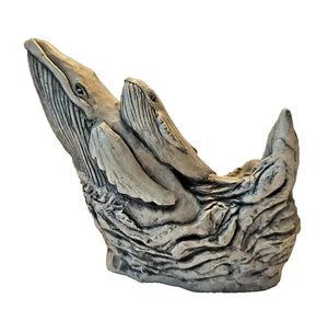 Gray Whale & Calf Figurine 4” Tall/8" Long/ 3" Tail ~ Vintage  1908s - Picture 1 of 11