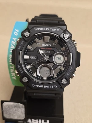 Casio AEQ120W Hora Mundial Temporizador Cuenta Regresiva Reloj Analógico Digital BATERÍA DE 10 AÑOS  Foto 1 de 4