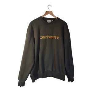 Carhartt Sweatshirt Spell Out Pullover Mens Size Large Green Orange - Picture 1 of 3