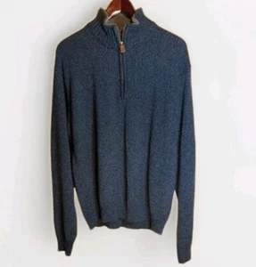 Oscar De La Renta Sweater Mens Large Quarter Zip Blue Pullover Dad Work Teacher - Picture 1 of 5