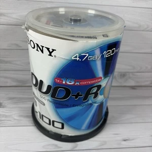 100 Sony DVD-R RW Rewritable Discs 47gb/120 Minutes’ New Sealed 1-16x Compatible - Afbeelding 1 van 8