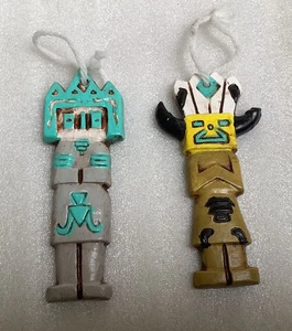 Vintage Southwest Ceramic Hopi Kachina Style Hanging Ornaments Signed / Dated - Picture 1 of 4