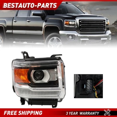 HID w/LED DRL Headlight For GMC Sierra 2500HD/3500HD 2016-2019 Projector Right Foto 1 de 4