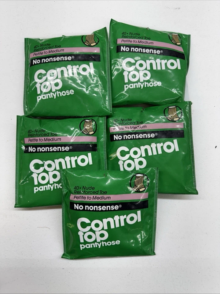 5 x VTG 80s No Nonsense Pantyhose Control Top Size Petite To Med TAN SANDALFOOT - Image 1 of 2