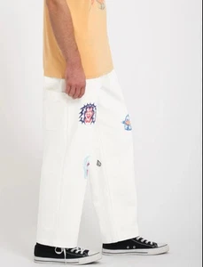 NWT Volcom X Sam Ryser Artist Jeans Denim Trouser Ivory Unisex Skate Pants 28 - Picture 1 of 24