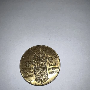 Vintage General  Electric GE Golden Tone Radio Blue Ribbon Award Coin Token - Picture 1 of 2