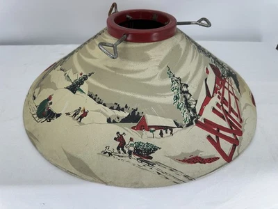 Supporto albero di Natale vintage MCM 20" colorato Poloron #398 latta litografia - Immagine 1 di 4