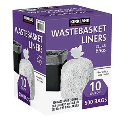 Forro de papelera, transparente, Kirkland Signature 500 bolsas 10 galones. Envío gratis Foto 1 de 3