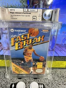 1990 NES Magic Johnson's Fast Break Oval SOQ 3 Screw Graded WATA 8.0 B+ Sealed - Picture 1 of 8