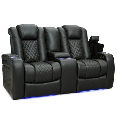 Seatcraft Anthem Leather Home Theater Seating Double Recliner Loveseat Seat - Image 1 of 4