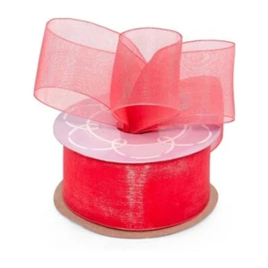 1.5" Wide Dark Coral Shimmer Sheer Organza Ribbon - 100 Yards (Not Wired) - Picture 1 of 1