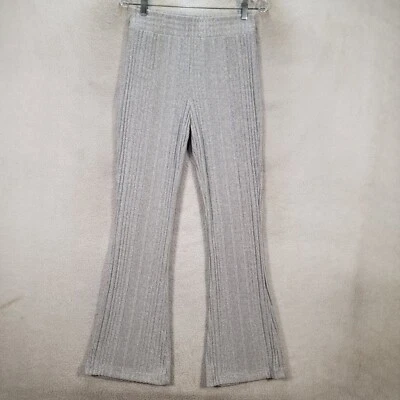 Pantalones acampanados grises de punto acanalado para mujer talla M Foto 1 de 4