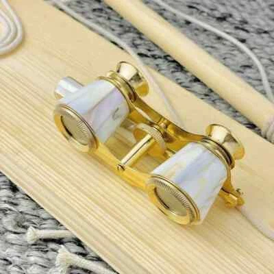 White Mother of Pearl Opera glasses with handle Brass Binoculars for Bird Watchi - Image 1 of 4