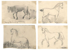 W. W. Ward, Set of Four Naive Horse Studies, Derby Winner – late C19th drawings