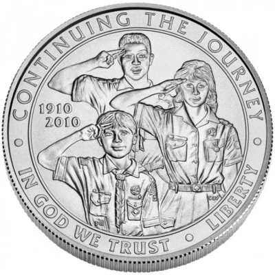 (1) 2010 Boy Scouts of America $1 Commem MS/UNC Silver Dollar Coin CAPSULE ONLY - Image 1 of 2