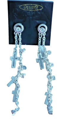 7,7 cm KREUZ Ohrringe Strass OhrHänger silber ModeSchmuck NEU + TOP - Bild 1 von 3