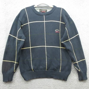 Paul & Shark Yachting Pullover Windowpane Sweater Mens L Navy Blue Yellow - Picture 1 of 8