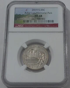 2019 S America Memorial Park Np Quarter NGC MS68 Minted At San Fransico - Picture 1 of 3