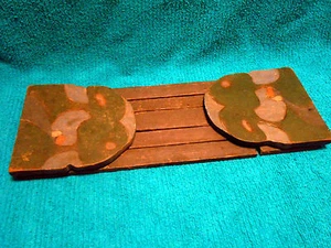 VTG Sliding Book Rack Holder Hand Carved Painted Wood Country Scene Folk Art - Picture 1 of 1