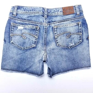 Justice 14 R Teens Blue Premium Jeans Shorts Embroidered Pockets Distressed - Picture 1 of 11