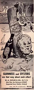 Pubblicità Guinness and Oysters 1940 stampa vintage Dublino storia d'amore bottiglia frutti di mare - Foto 1 di 2