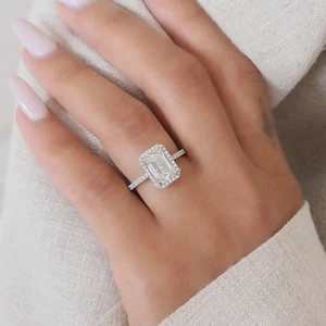1.75 Ct Emerald Cut Lab Grown Diamond Wedding Ring 14k White Gold IGI 6 7 8 - Picture 1 of 11