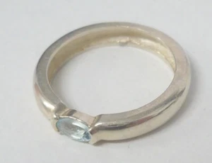 Anillo de aguamarina apilable vintage Estate de ley talla 6 3/4, 2,3 gramos. - Imagen 1 de 9