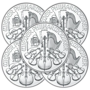 Lot of 5 - 2025 1.50 Euro Silver Austrian Philharmonic 1 oz BU - Picture 1 of 3