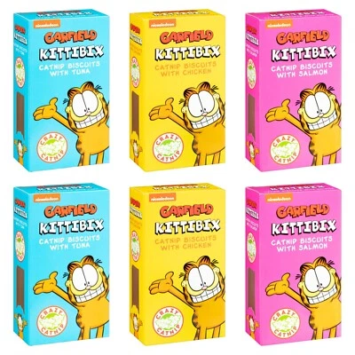 Multipack 6x80g Garfield Cat Kitten Kittibix Mixed Catnip Biscuits Food Treats - Image 1 of 4