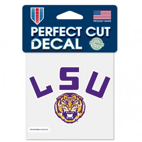 LSU Tigers Helmet Logo Perfect Cut Decal NEW! FREE SHIPPING! 3x2 Inches Cover