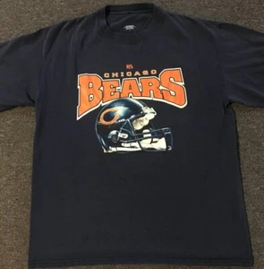 Vtg Chicago Bears Helmet Shirt L Navy Dick Butkus Khalil Mack 90s Jersey Bulls - Picture 1 of 6