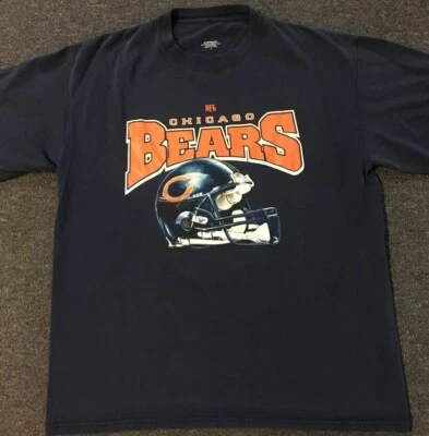 Vtg Chicago Bears Helmet Shirt L Navy Dick Butkus Khalil Mack 90s Jersey Bulls - Image 1 of 4