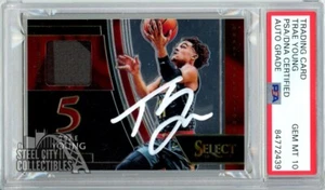 Trae Young 2018-19 Panini Select Auto RC Jersey Card #DS-TYG PSA/DNA 10 (White) - Picture 1 of 1