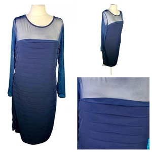 Blue Dress Size 20 SARA BERNSHAW Smart Mesh Lined Curve Plus Work Party RRP £349 - Picture 1 of 24